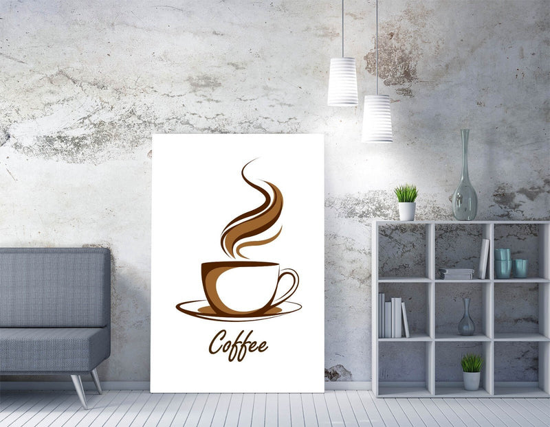Coffee Cup Canvas - Brown Coffee Illustration | Premium Canvas Wall Art for Home Cafe Decor