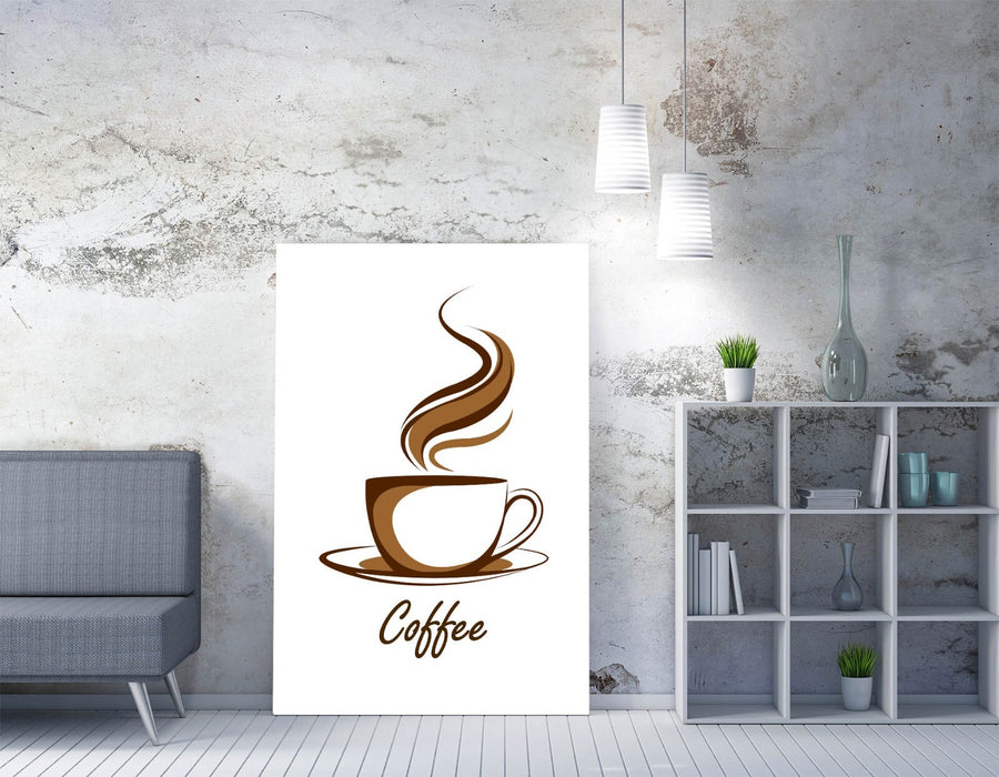 Coffee Cup Canvas - Brown Coffee Illustration | Premium Canvas Wall Art for Home Cafe Decor