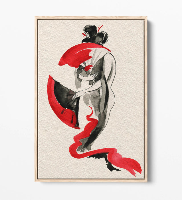 Japanese Canvas Wall Art - Geisha Illustration Print | Float Effect Canvas Decor