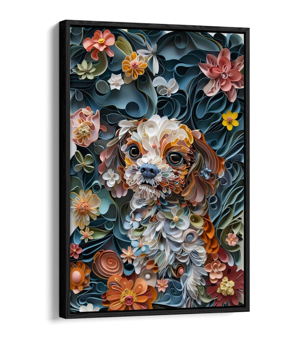 Dog Quilling Canvas - Handmade Dog Portrait Print With Float Effect Frame