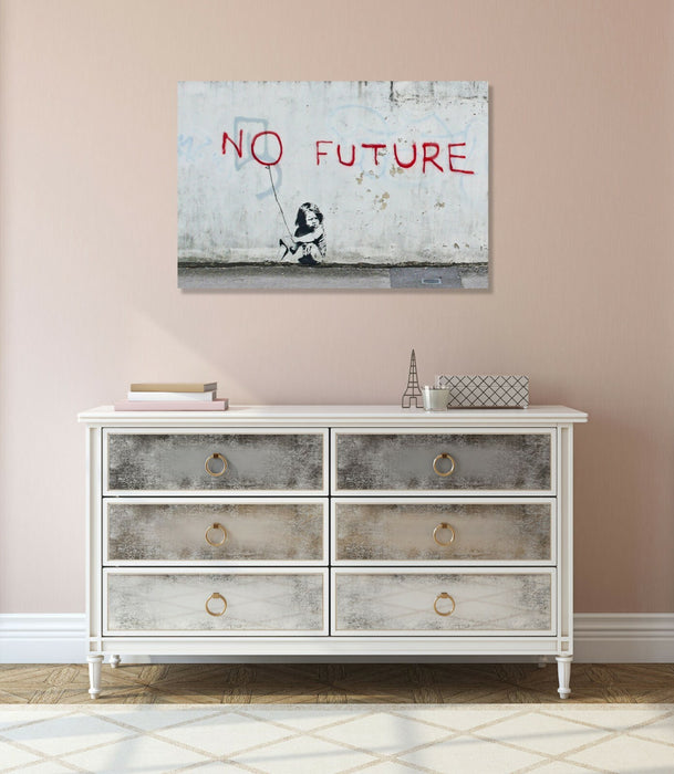 BANKSY CANVAS STREET WALL ART PRINT ARTWORK - NO FUTURE
