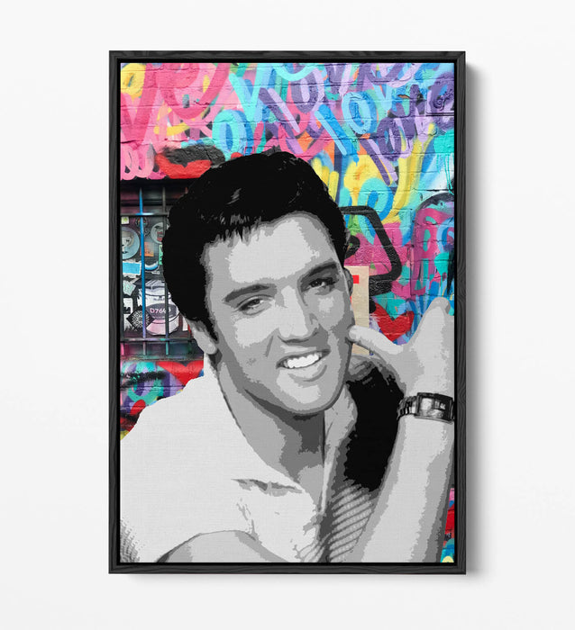 ELVIS PRESLEY GRAFFITI -FLOAT EFFECT CANVAS WALL ART PIC PRINT