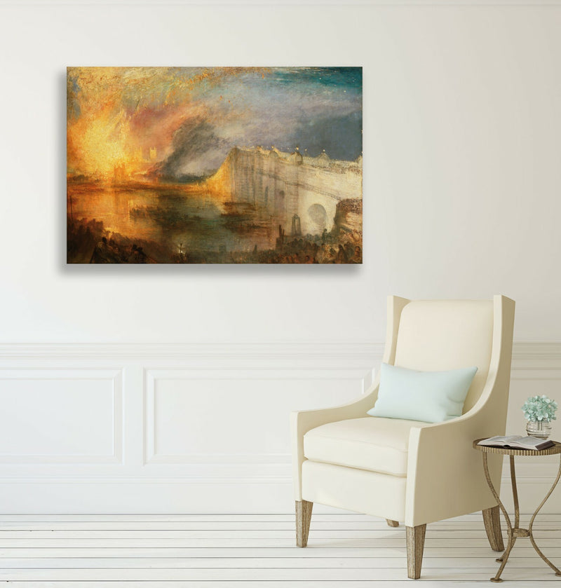 Canvas Wall Art – Framed Canvas Print of J M W Turner Burning Houses Painting