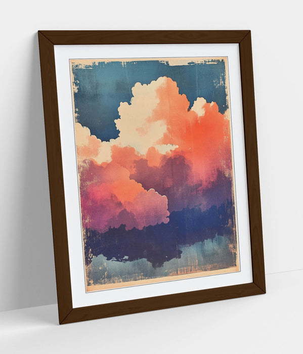 Framed Wall Art – Pink Clouds Print On Blue Sky, Ready To Hang Poster