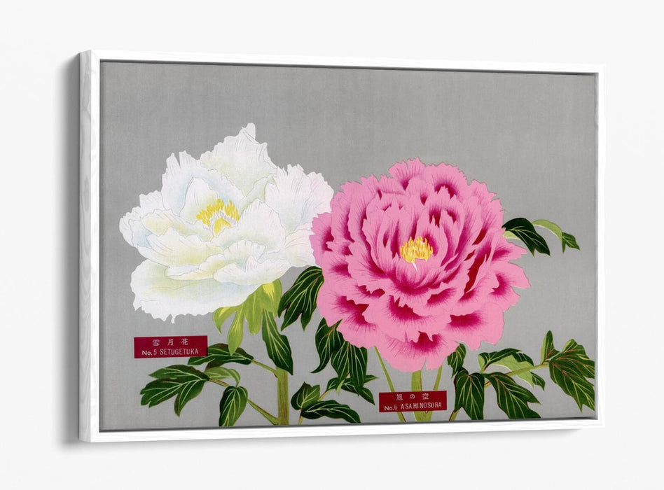 Vintage Canvas Wall Art – Pink White Flowers Art | Handmade Peonies Wall Decor