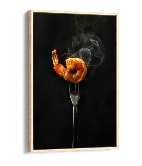 Prawn Kitchen Canvas - Float Effect Art With Premium Varnish Finish Frame