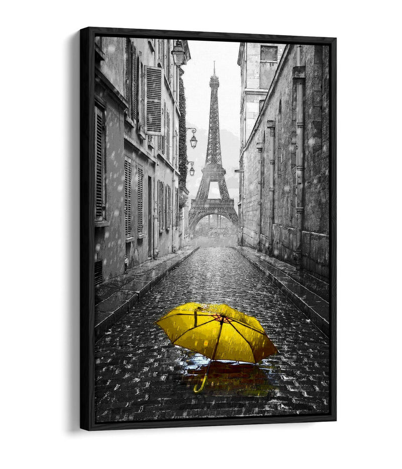 Canvas Wall Art – Yellow Umbrella Float Effect on Custom MDF Frame, Handmade UK