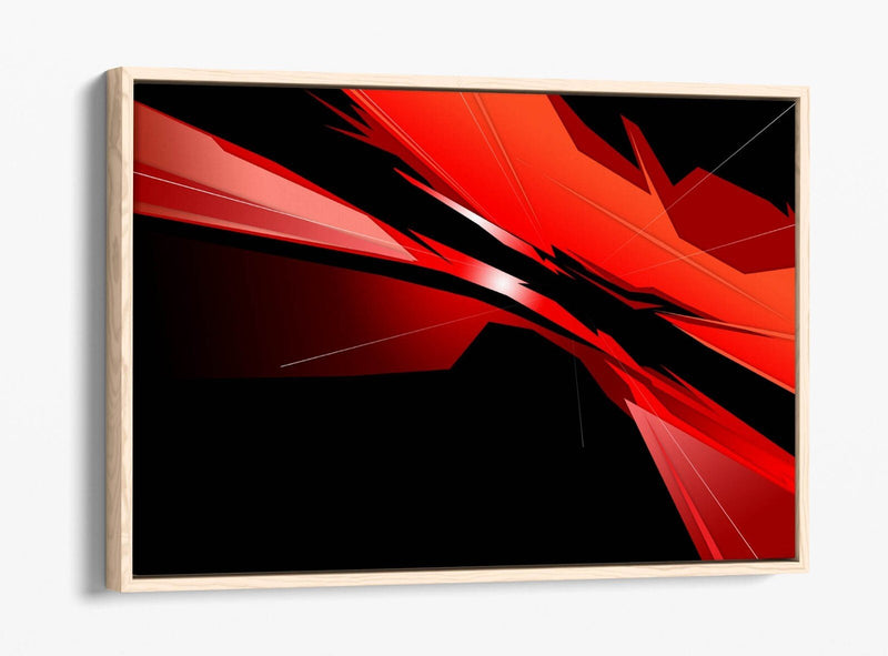 Float Effect Canvas Art - Red Black Abstract Bedroom Decor | 30mm Deep Frame