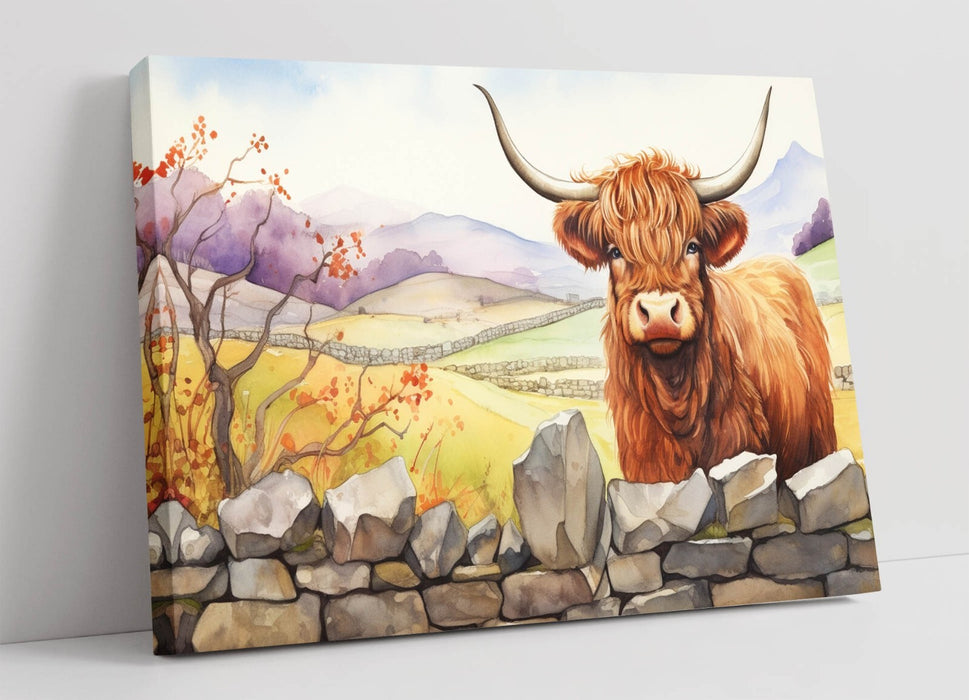 Highland Cow Canvas - Premium Canvas Wall Art | Ready To Hang Rustic Home Decor