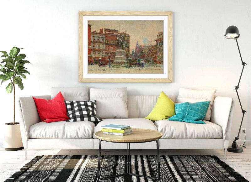 Framed Wall Art Poster – Theodore Robinson Union Square Winter Painting Print