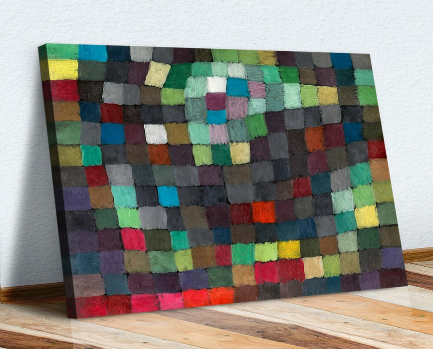 Canvas Wall Art – Coloured Squares Abstract Paul Klee Artwork With Premium Varnish Finish