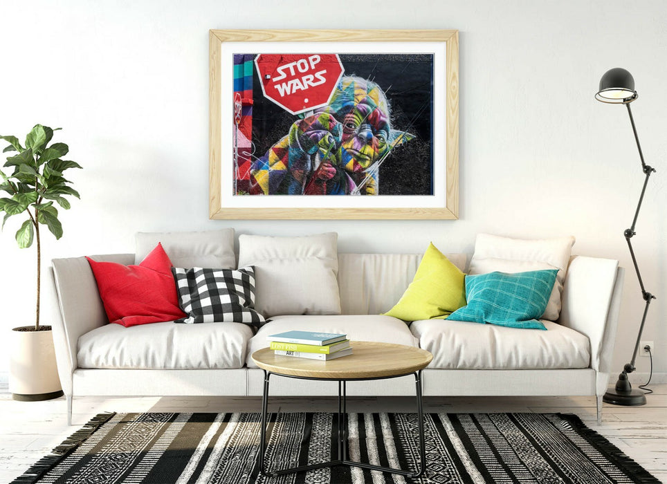 Framed Poster Art – Yoda Wall Decor With Woodgrain Frame Finish, Ready To Hang