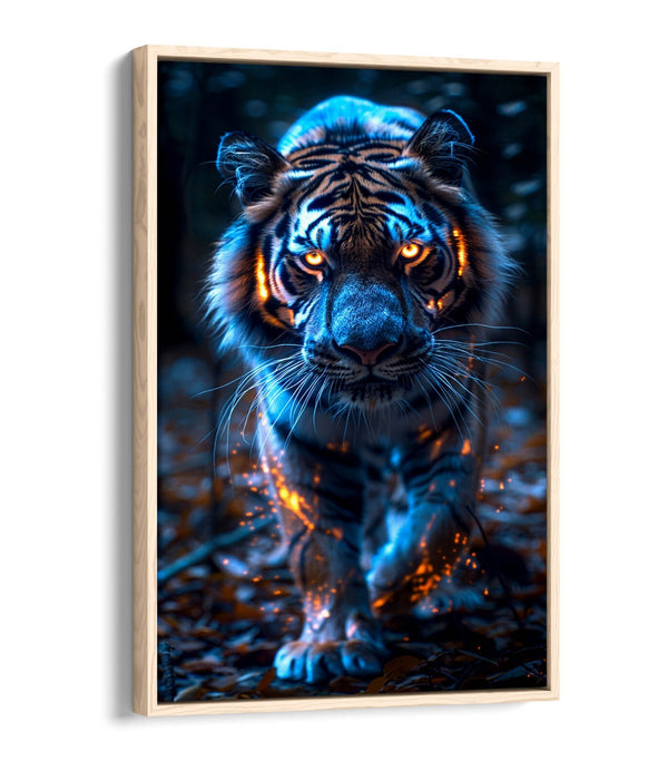 Glowing Tiger Canvas - Orange Animal Wall Art | Float Effect Canvas Print