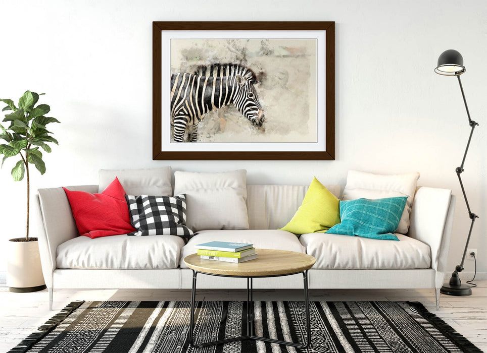 ZEBRA GLITCH ABSTRACT ARTWORK HOME DECOR 2 -FRAMED ART POSTER PICTURE PRINT