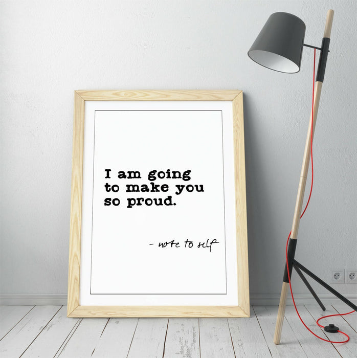 "NOTE TO SELF" SELF-LOVE PROUD INSPIRING QUOTE -FRAMED WALL ART PICTURE PRINT