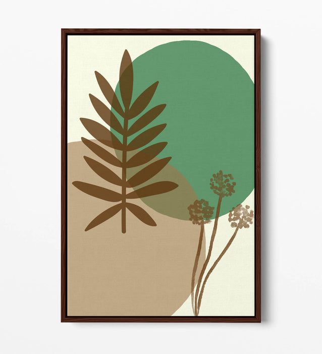 BOTANICAL BAUHAUS TRENDY MINIMALIST LEAVES -FLOAT EFFECT CANVAS WALL ART PRINT