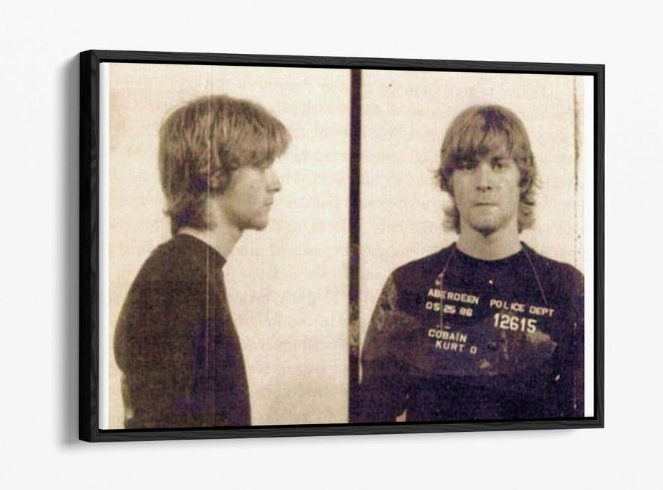 KURT COBAIN MUGSHOT 1 -FLOAT EFFECT CANVAS WALL ART PIC PRINT- BROWN & WHITE