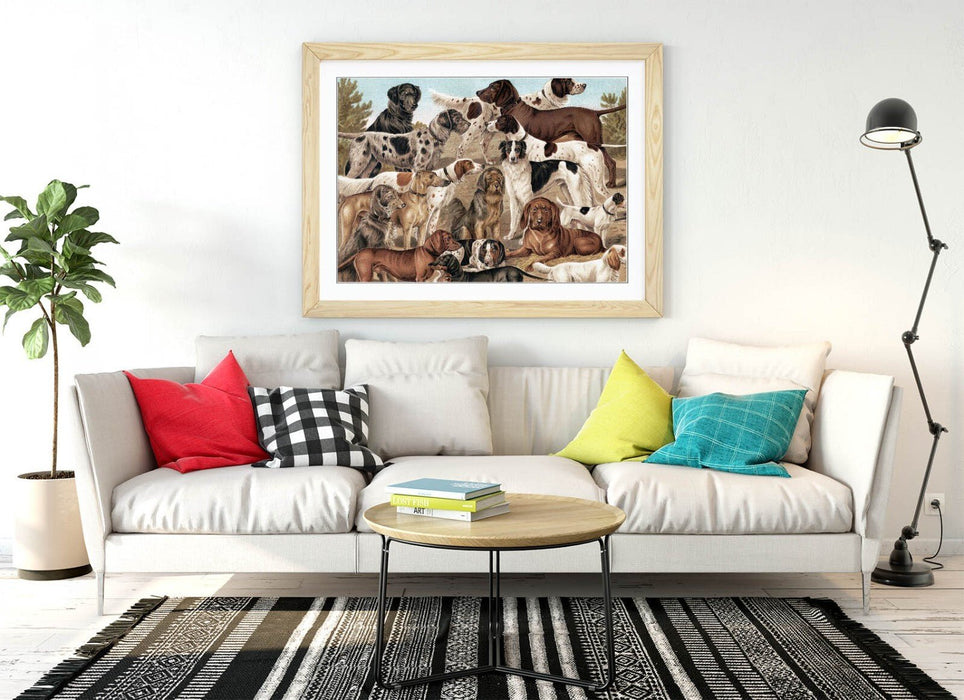 Dog Wall Art - Breeds of dog from The Yuzhakov's Bolshaya Entsiklopediya | Art Print and Wood Frame