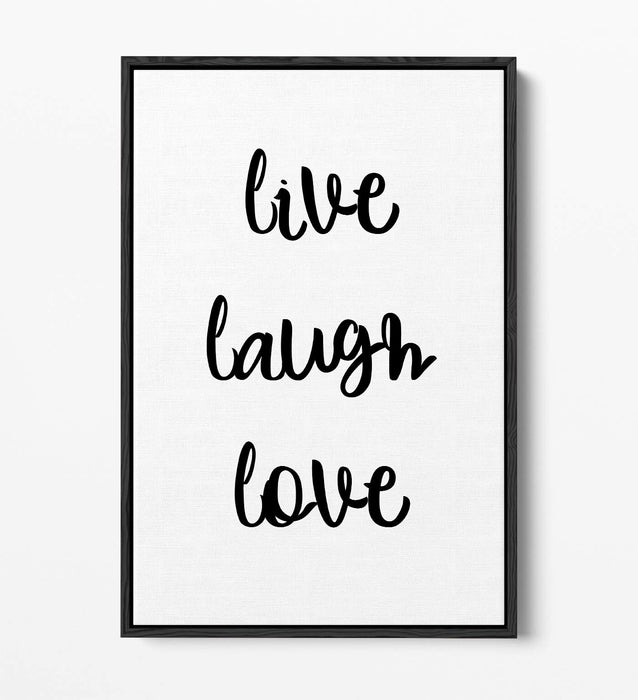 "LIVE LAUGH LOVE" HAPPY INSPIRATIONAL QUOTE HOME -FLOAT EFFECT CANVAS ART PRINT
