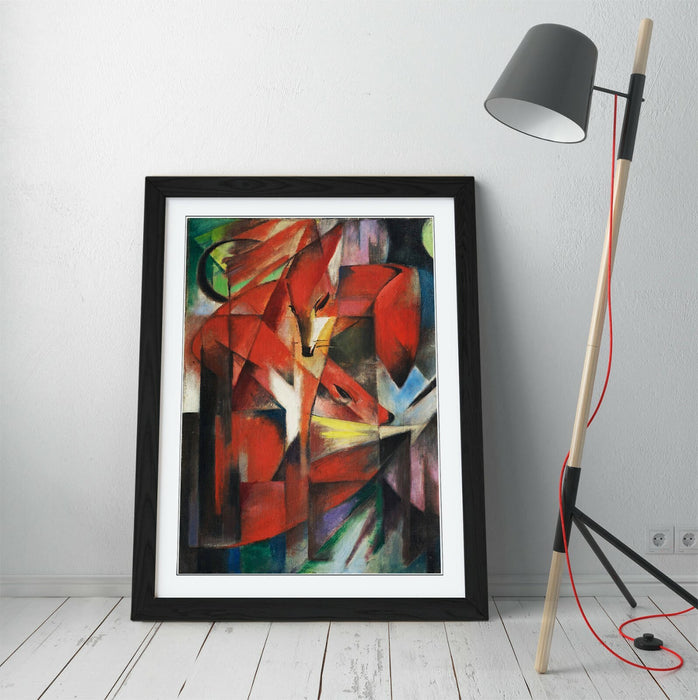 Framed Art Poster - Franz Marc The Foxes Artwork With Woodgrain Frame | Ready To Hang