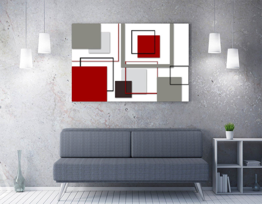 Canvas Wall Art - Red Grey Abstract Canvas Print | Framed Bedroom Wall Art