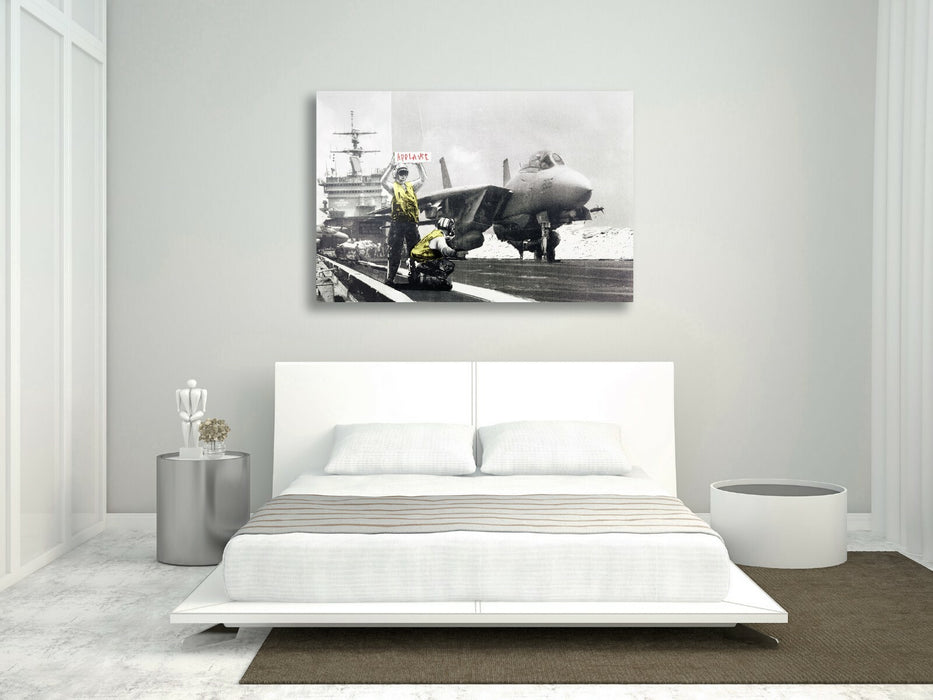BANKSY APPLAUSE AIRCRAFT CARRIER CANVAS STREET WALL ART GRAFFITI PRINT ARTWORK
