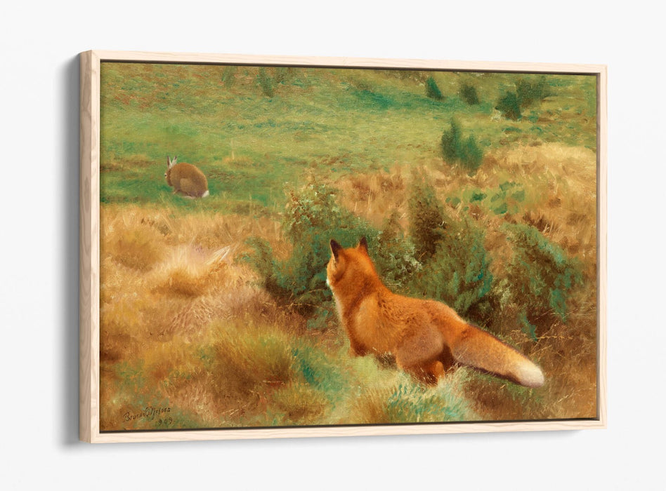 Canvas Wall Art - Fox Stalking Hare Float Effect | Premium Handmade UK Canvas Print