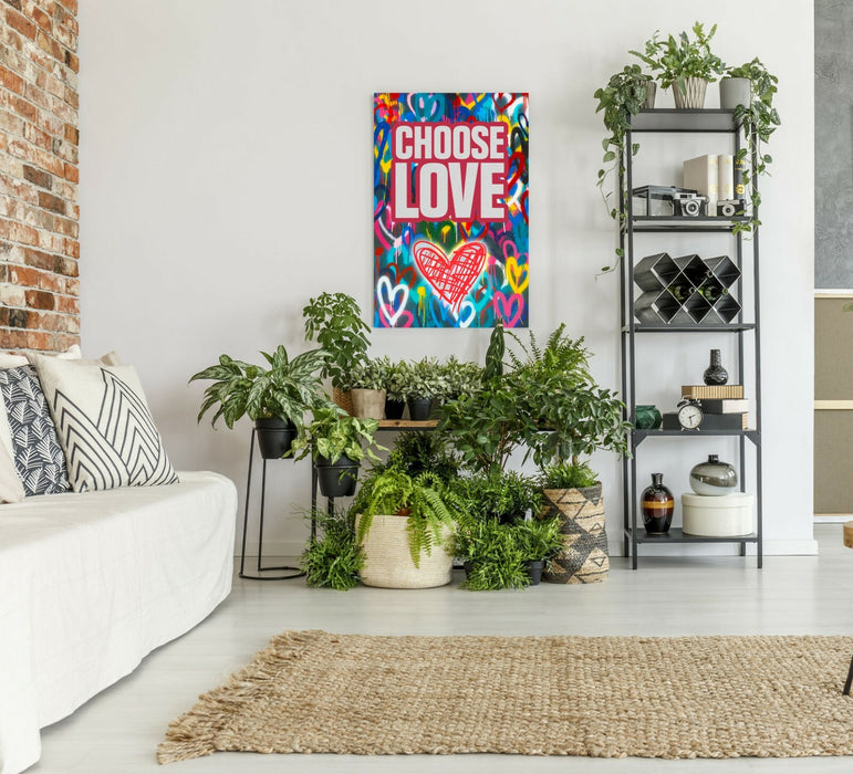Canvas Wall Art - Choose Love Heart Wall Decor | Framed Print, Ready to Hang