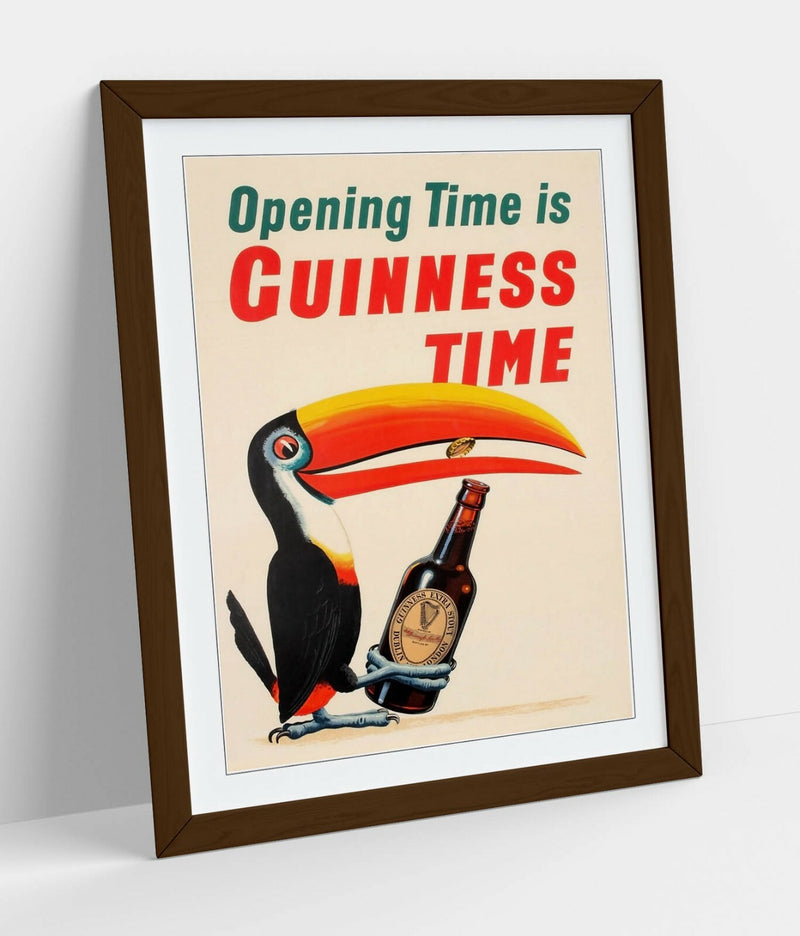 Vintage Guinness Poster - Framed Wall Art With Woodgrain Frame & Matte Paper Print