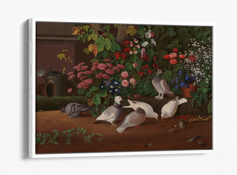 Canvas Wall Art Print - Handmade Garden Flower & Bird Float Effect on MDF Frame