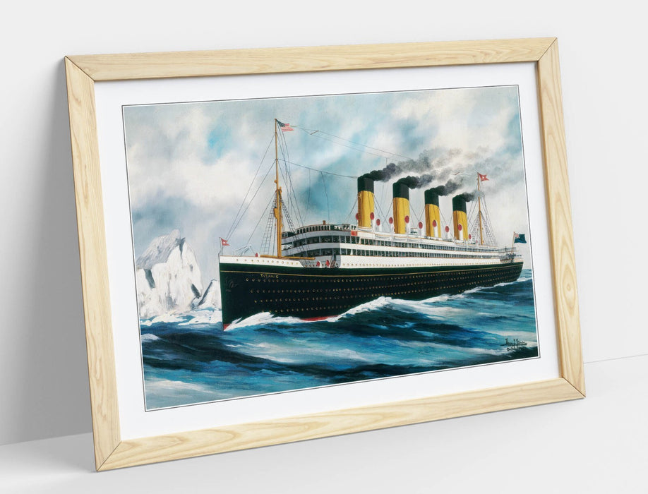 Framed Art Poster Featuring Titanic Steamer Ship Artwork - Handmade UK Frame