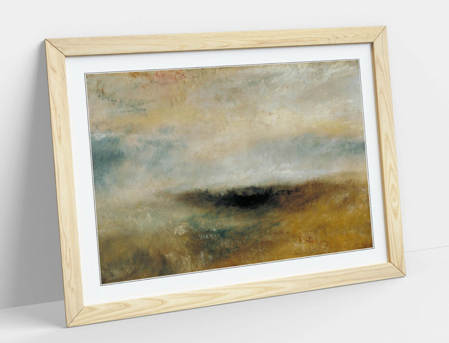 Framed Art Poster – J M W Turner Storm Seascape Art With Natural Wood Frame