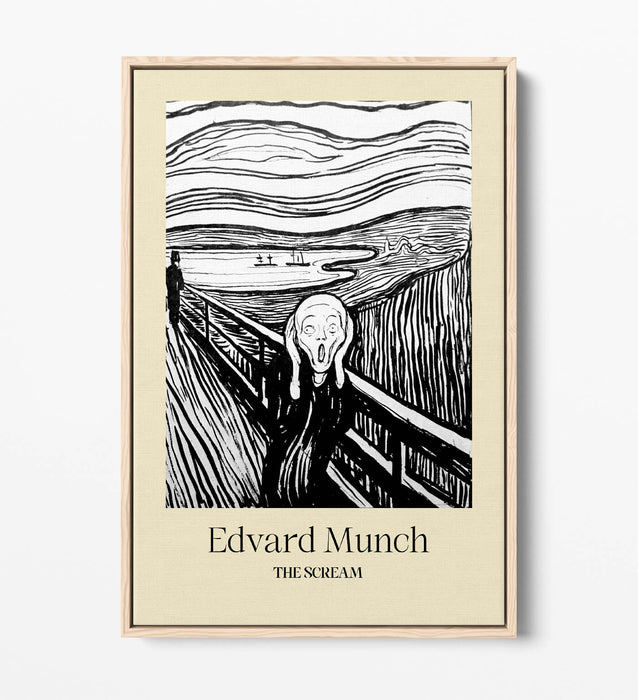 EDVARD MUNCH, THE SCREAM LITHOGRATH POSTER -FLOAT EFFECT CANVAS WALL ART PRINT