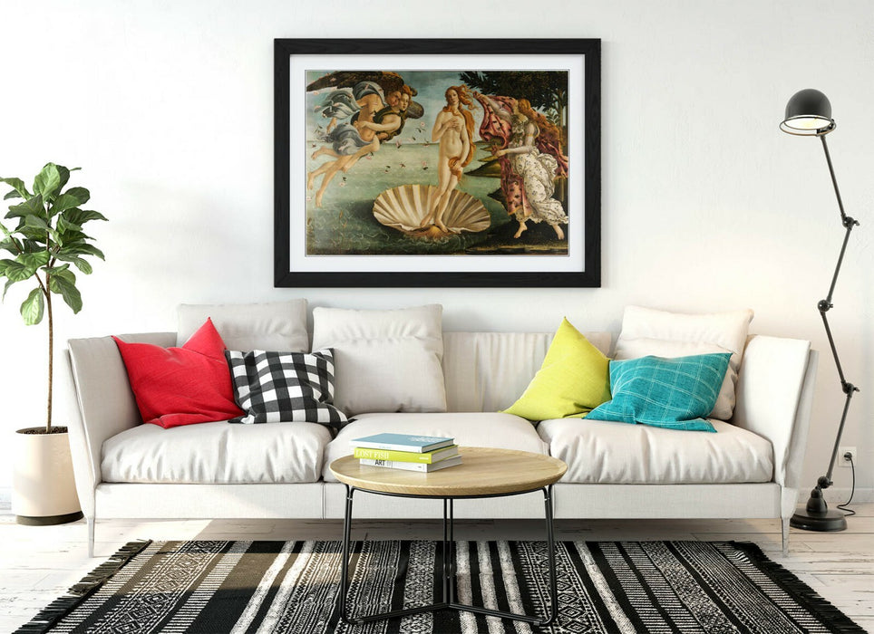 Framed Wall Art - Sandro Botticelli Birth Of Venus Print With Wood Grain Frame