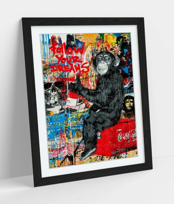 FOLLOW YOUR DREAMS GRAFFITI -ART FRAMED POSTER PICTURE PRINT ARTWORK- RED BLUE