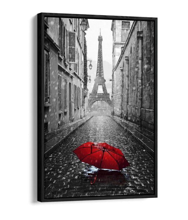 Canvas Wall Art – Paris Red Umbrella Print | Float Effect Canvas, Ready to Hang