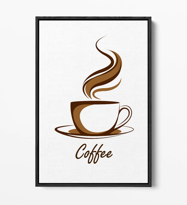 Canvas Wall Art - Brown Coffee Cup Illustration | Float Effect Canvas Print