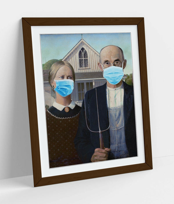 Banksy Framed Poster - American Gothic Wall Art Print, Handmade Matte Finish Art