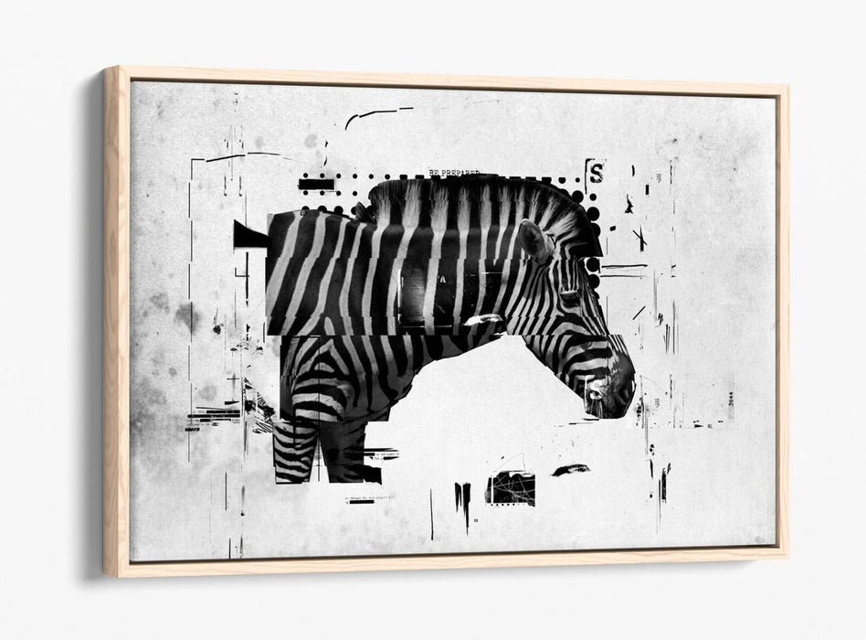 ZEBRA GLITCH ABSTRACT ARTWORK HOME DECOR -FLOAT EFFECT CANVAS WALL ART PRINT