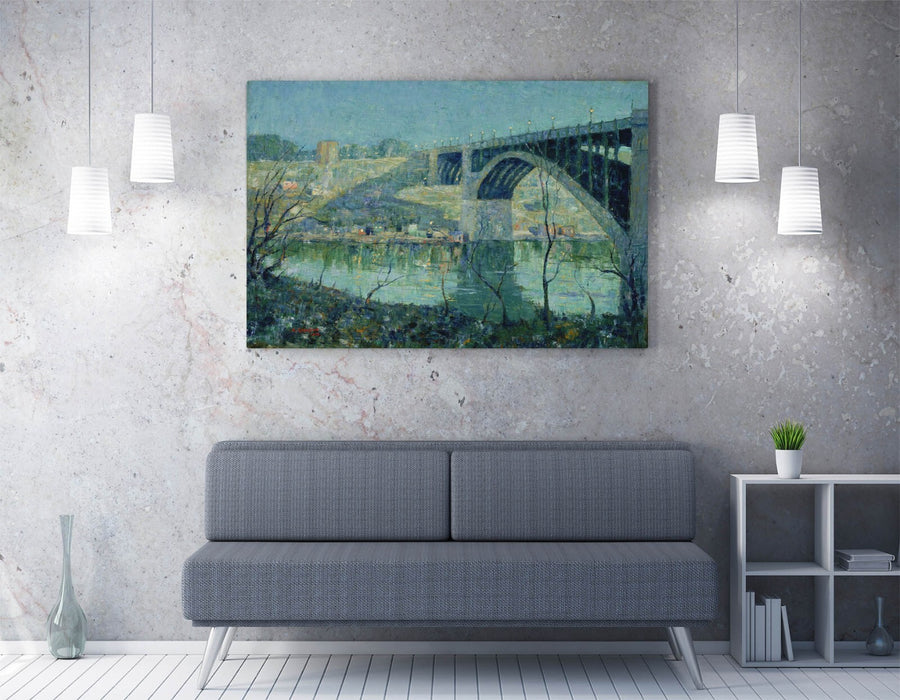 ERNEST LAWSON, SPRING NIGHT HARLEM RIVER -CANVAS WALL ART ARTWORK PRINT