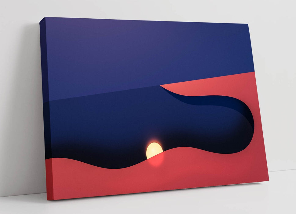 Canvas Wall Art - Blue Pink Sunset Abstract Canvas Print on MDF Frame