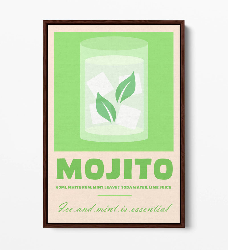 Mojito Cocktail Poster - Premium Float Effect Canvas Wall Art For Kitchen Decor