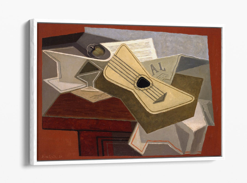 JUAN GRIS, GUITAR AND NEWSPAPER -FLOAT EFFECT CANVAS WALL ART PRINT