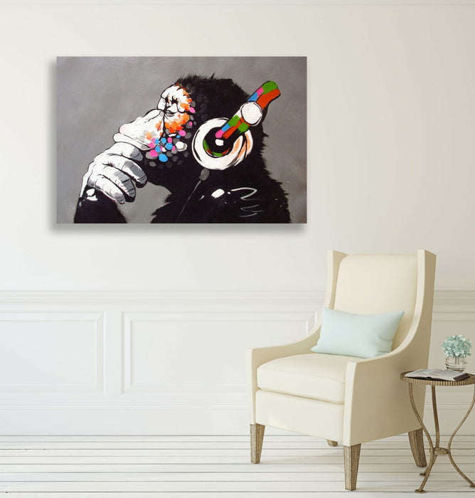 MONKEY DJ BANKSY CANVAS STREET WALL ART PRINT ARTWORK -  GORILLA