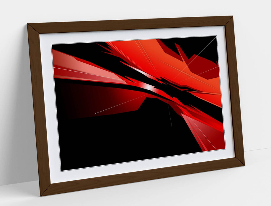 Abstract Bedroom Art - Framed Wall Art Print | Red Black Modern Poster