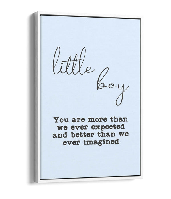 "LITTLE BOY" NURSERY BABY ROOM QUOTE SLOGAN -FLOAT EFFECT CANVAS WALL ART PRINT