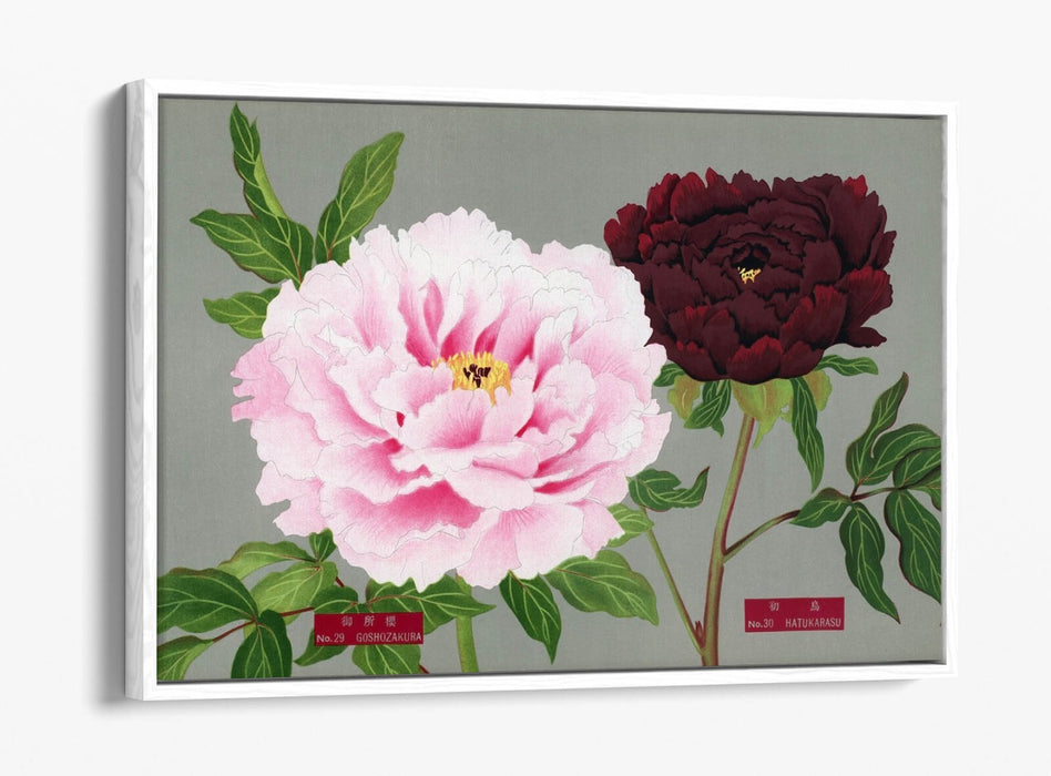 Vintage Canvas Wall Art – Peony Blossom Decor With Float Effect Frame, Handmade UK