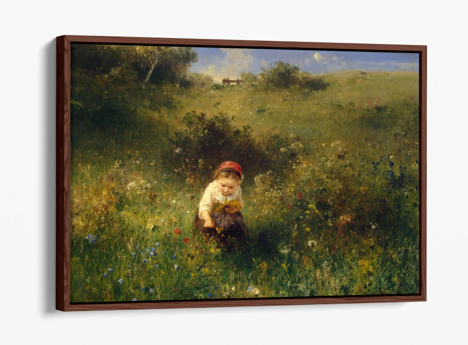 LUDWIG KNAUS, GIRL IN A FIELD -FLOAT EFFECT CANVAS WALL ART PRINT