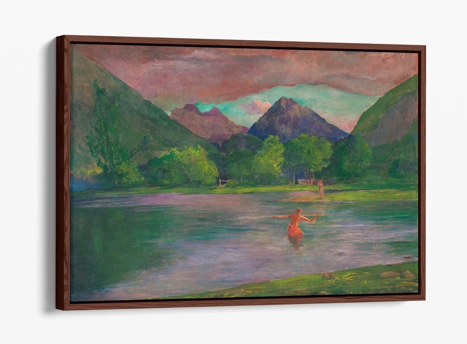 Canvas Wall Art Print - Fisherman Spearing Fish | Float Effect Canvas Decor