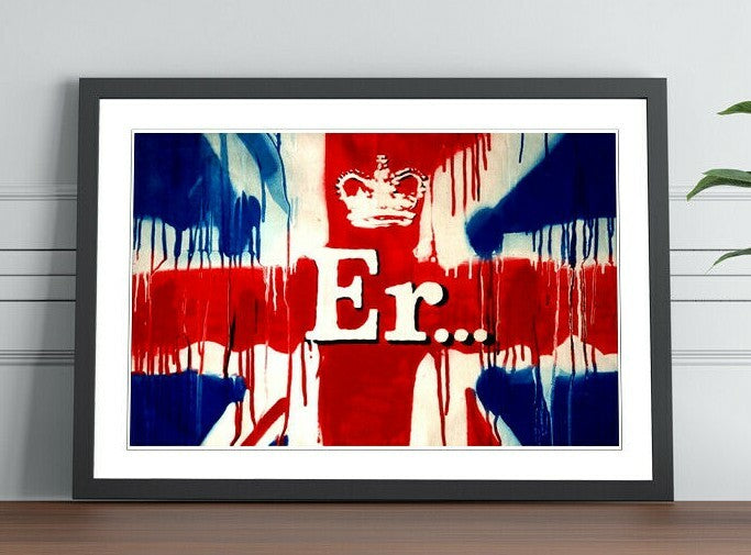 Banksy Framed Poster – Graffiti Wall Art with Woodgrain Frame Style, Ready to Hang